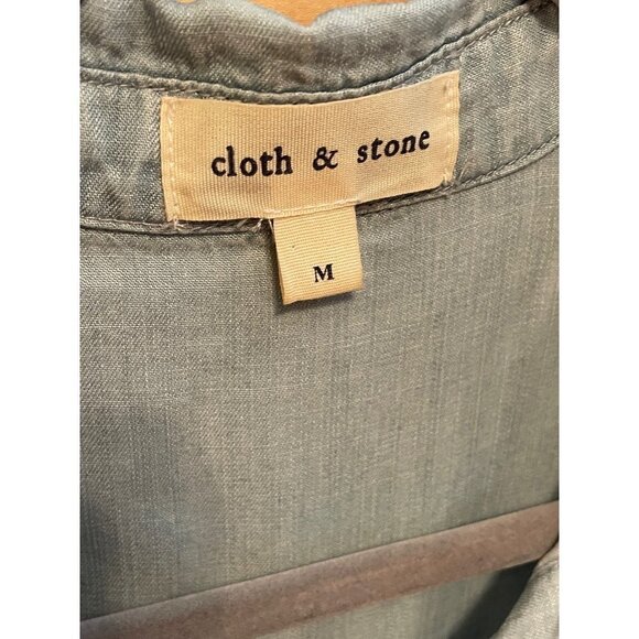 Cloth & Stone Anthropologie Tencel Blue Button Down Belted Dress Sz M - Picture 6 of 12